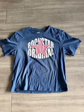Blue Men’s  T-Shirt with Pink Star (Medium)